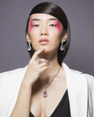 Колье с морганитом и бриллиантами, белое золото