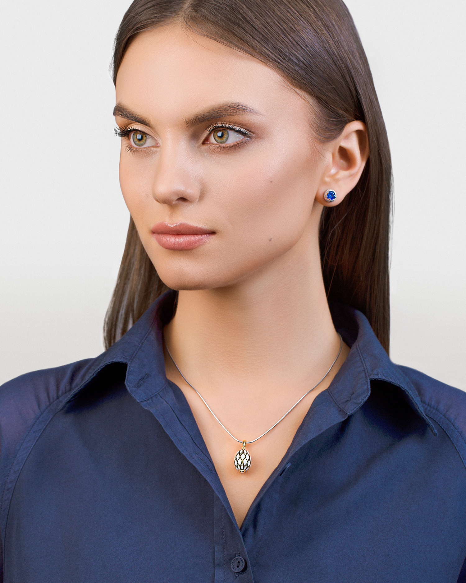 Подвес с бриллиантом, желтое золото, н.керамика