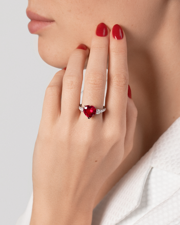 Кольцо с рубеллитом и бриллиантами, белое золото 4