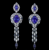 Серьги с бриллиантами и танзанитами, белое золото