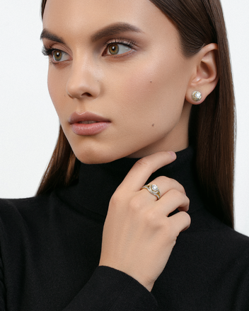  Пусеты с бриллиантами, жёлтое золото, н.керамика 2