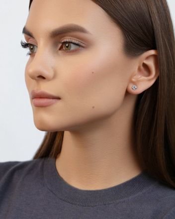 Пусеты с бриллиантами, белое золото 2