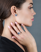 Кольцо с сапфиром и бриллиантами, белое золото