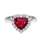 Кольцо с рубином и бриллиантами, белое золото