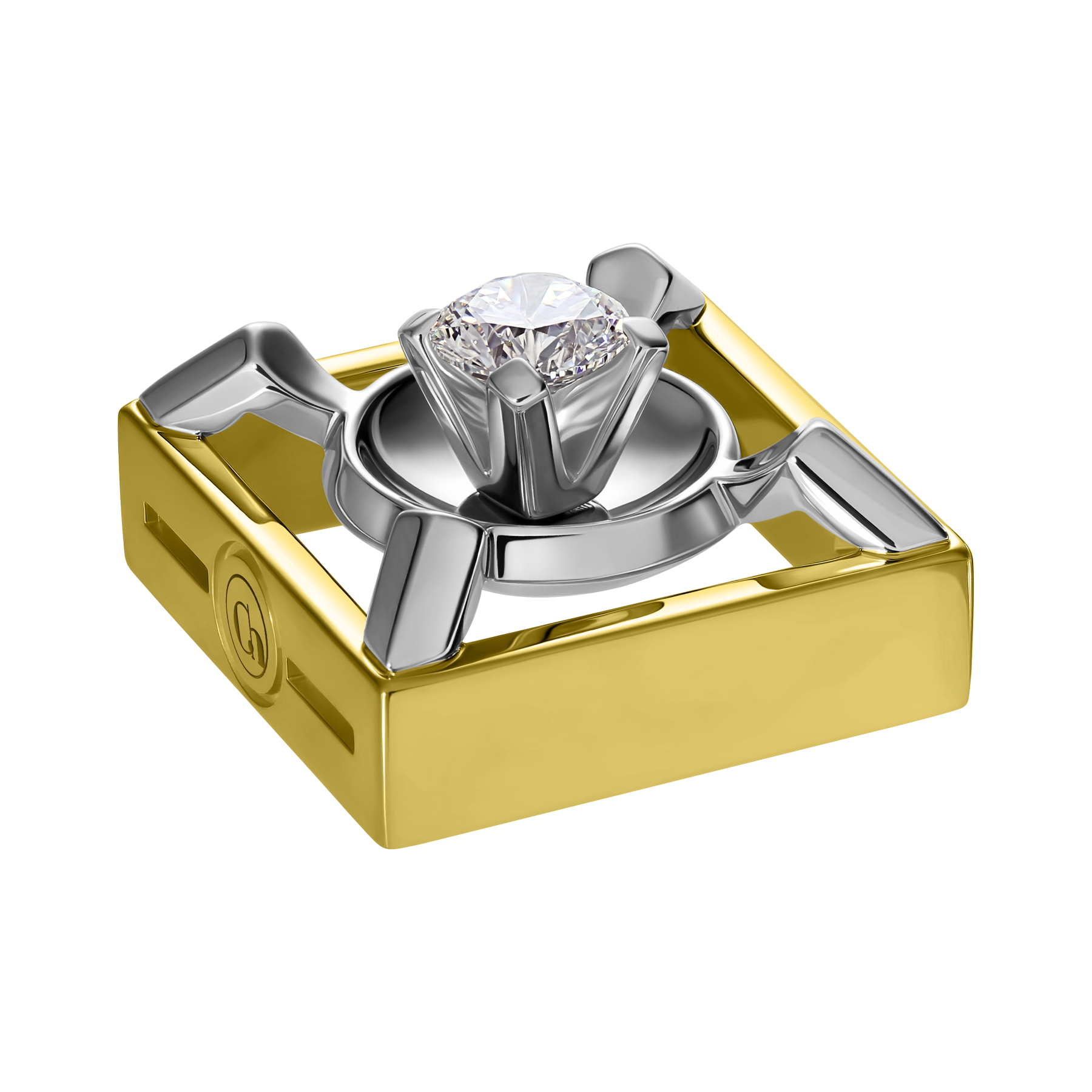 Подвес-бокс с бриллиантом, жёлтое и белое золото