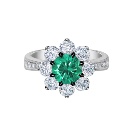 Кольцо с изумрудом и бриллиантами, белое золото 3