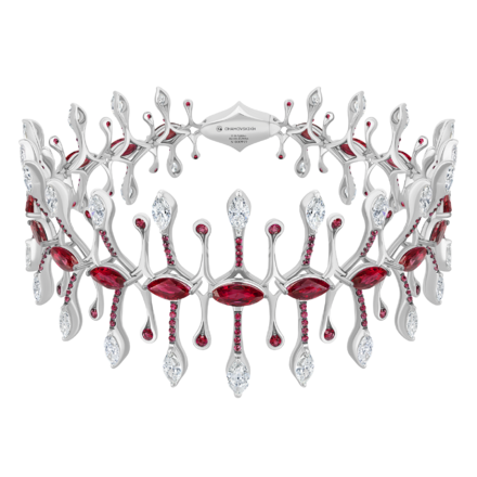 Браслет с рубинами и бриллиантами, белое золото 1