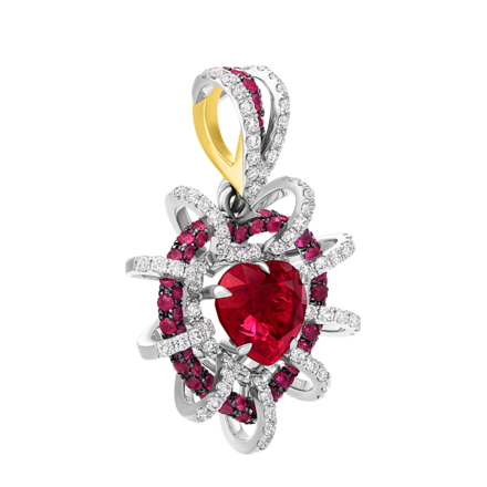 Подвес с рубинами и бриллиантами, белое и жёлтое золото 2