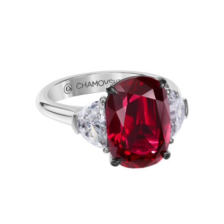 Кольцо с рубином и бриллиантами, платина 2