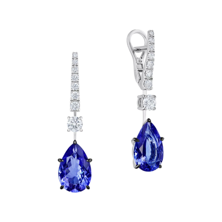 Серьги с танзанитами и бриллиантами, белое золото 1