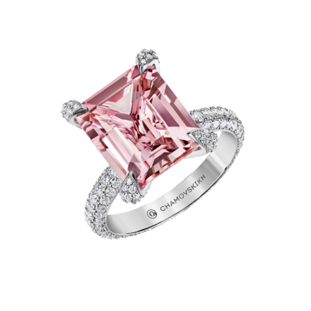 Кольцо с морганитом и бриллиантами, белое золото 1