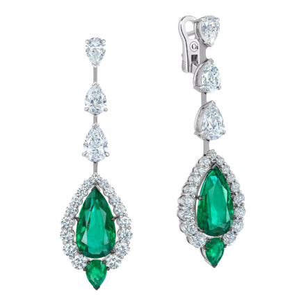 Серьги с изумрудами и бриллиантами, белое золото 1