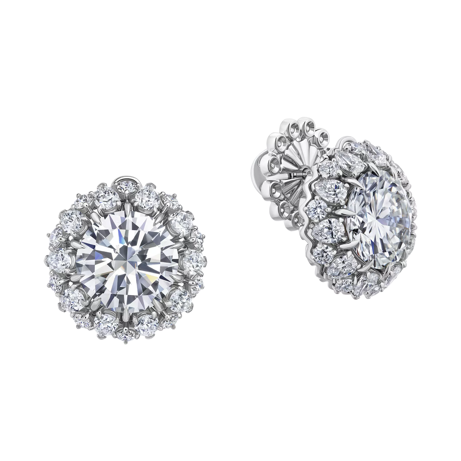 Серьги с бриллиантами, белое золото