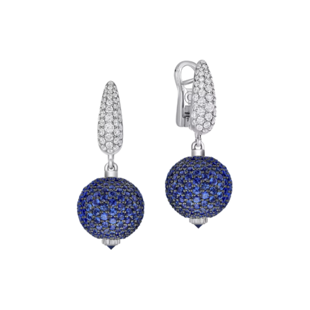 Серьги с сапфирами и бриллиантами, белое золото 1
