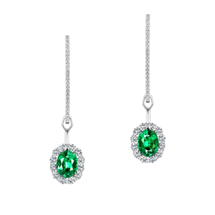 Серьги с изумрудами и бриллиантами, белое золото 2