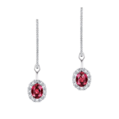 Серьги с рубеллитами, бриллиантами, сапфирами и рубинами, белое золото