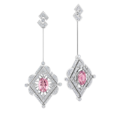 Серьги с морганитами и бриллиантами, белое золото