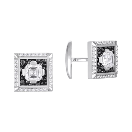 Запонки с бриллиантами, белое золото 1