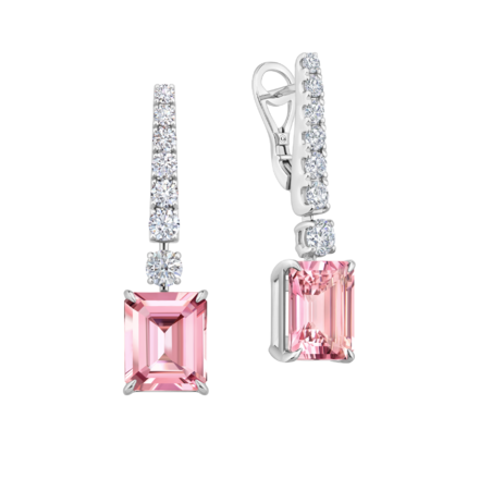 Серьги с морганитами и бриллиантами, белое золото 1