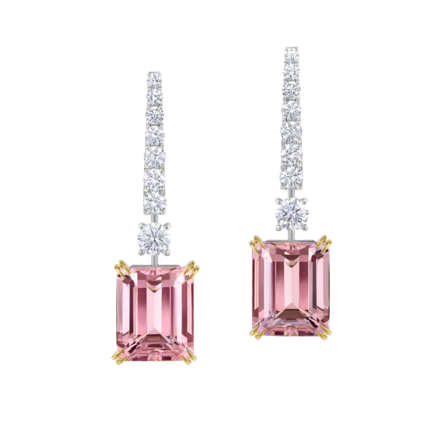 Серьги с морганитами и бриллиантами, белое золото 2