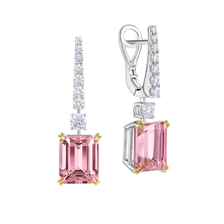 Серьги с морганитами и бриллиантами, белое золото 1