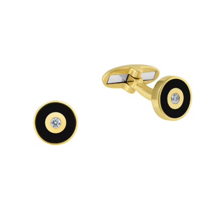 Запонки с бриллиантами, жёлтое и белое золото, н.керамика 2