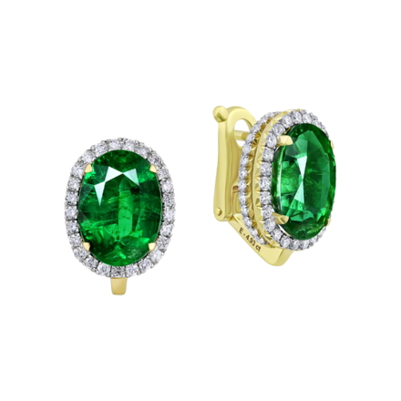 Серьги с изумрудами и бриллиантами, жёлтое золото 1