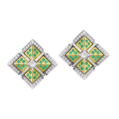 Серьги с бриллиантами и изумрудами, жёлтое золото