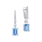 Серьги с аквамаринами и бриллиантами, белое золото