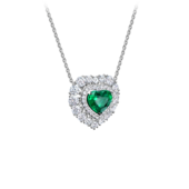 Колье с изумрудом и бриллиантами, белое золото