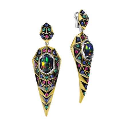 Серьги с опалами, желтое золото 1