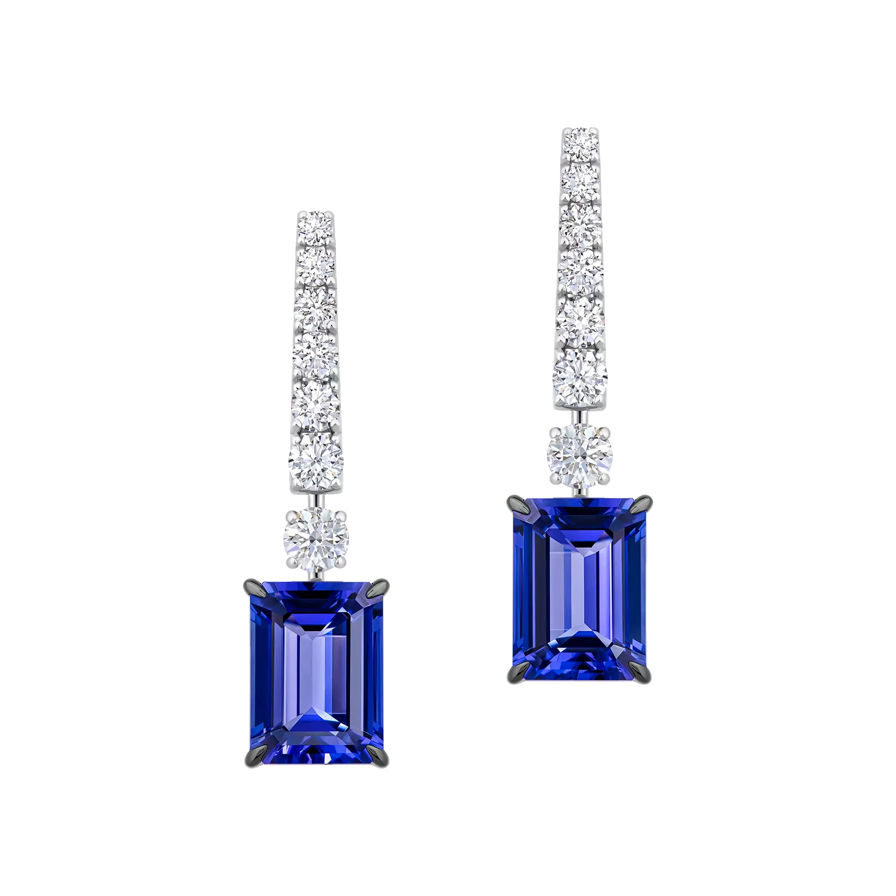 Серьги с танзанитами и бриллиантами, белое золото