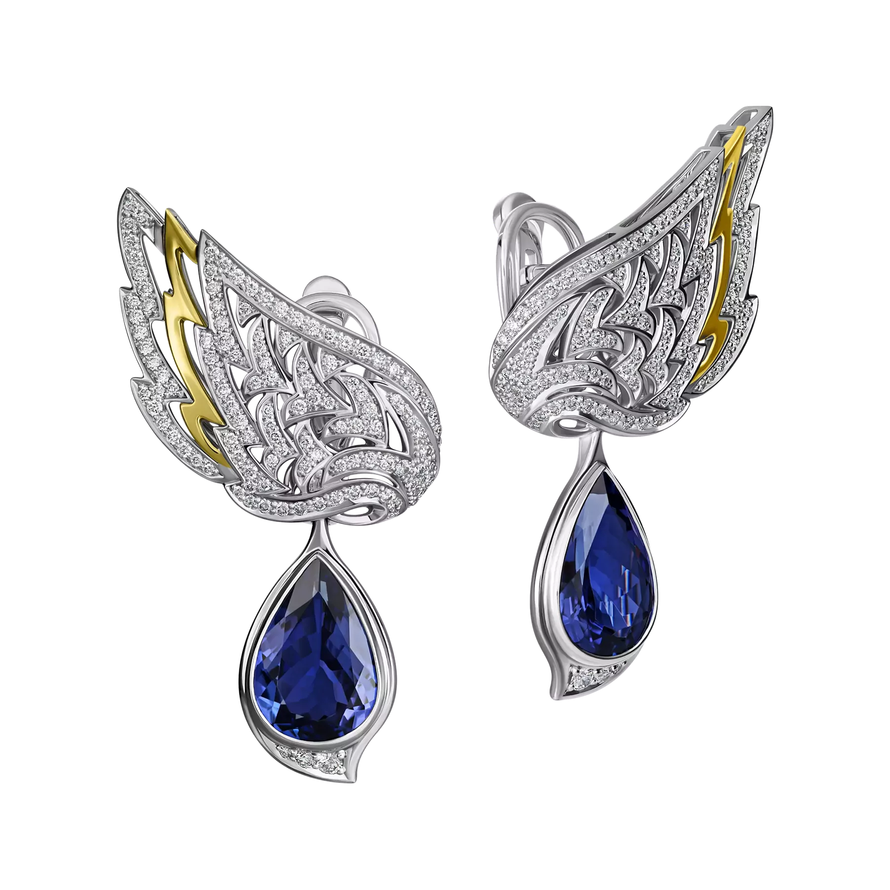 Серьги с танзанитами и бриллиантами, белое золото