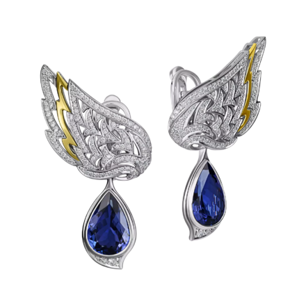 Серьги с танзанитами и бриллиантами, белое золото 1