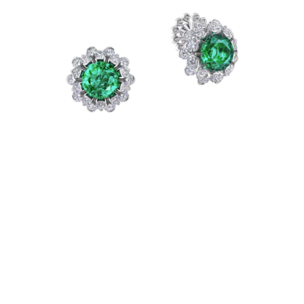 Серьги с изумрудами и бриллиантами, белое золото 2