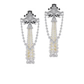 Серьги с опалами, бриллиантами и жемчугом, белое золото