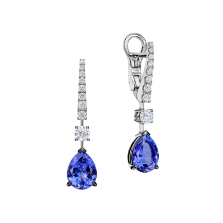Серьги с танзанитами и бриллиантами, белое золото 1