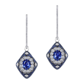 Серьги с сапфирами и бриллиантами, белое золото