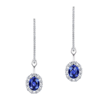 Серьги с сапфирами и бриллиантами, белое золото 2