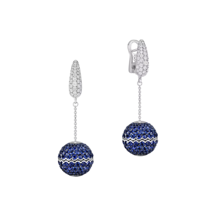 Серьги с сапфирами и бриллиантами, белое золото 1