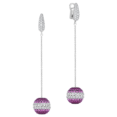 Серьги с бриллиантами, рубинами и розовыми сапфирами, белое золото