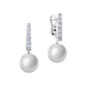 Серьги с белым жемчугом и бриллиантами, белое золото