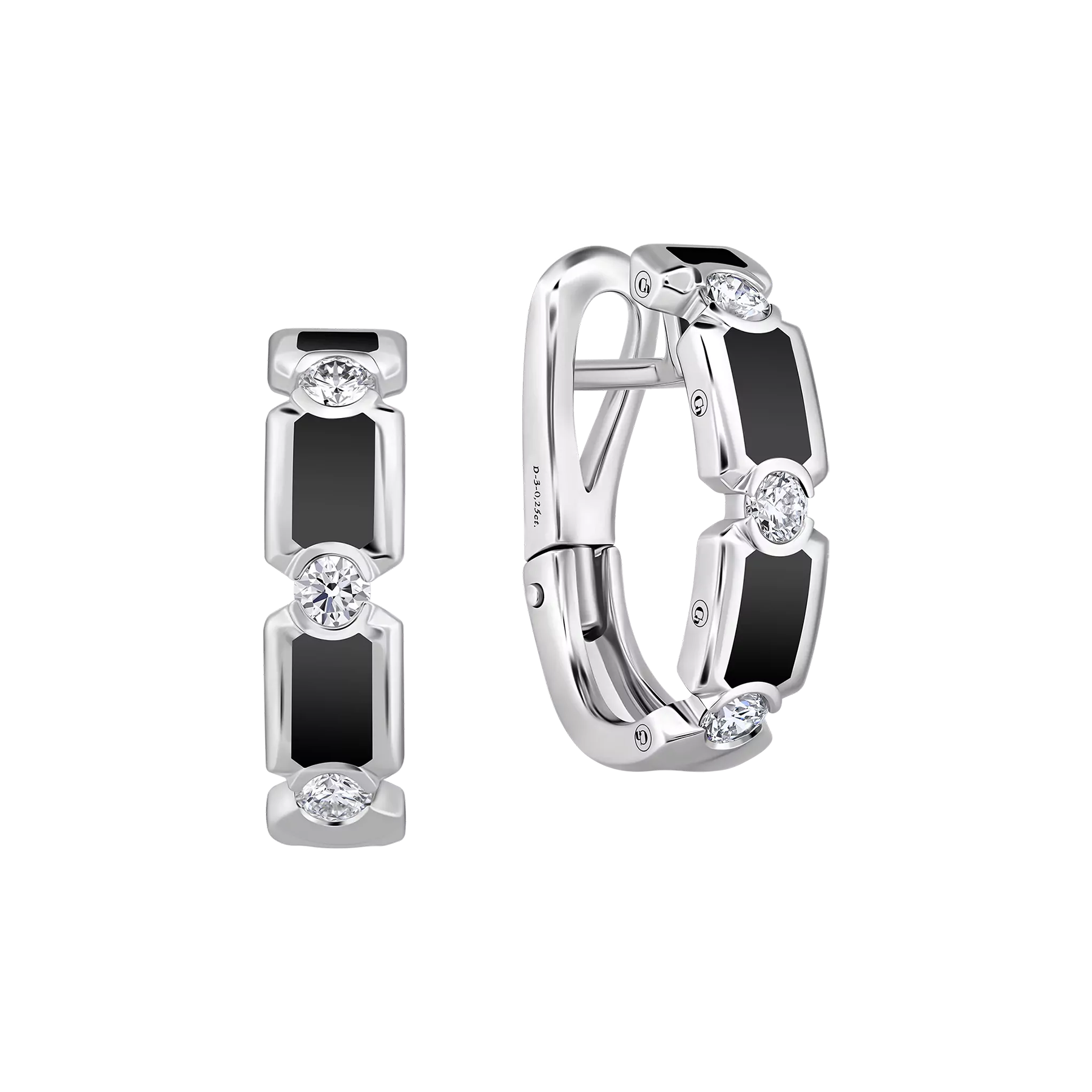 Серьги с бриллиантами, белое золото, черная н.керамика