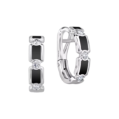 Серьги с бриллиантами, белое золото, черная н.керамика