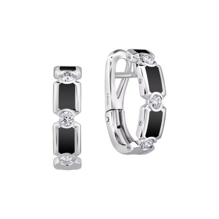  Серьги с бриллиантами, белое золото, черная н.керамика 1