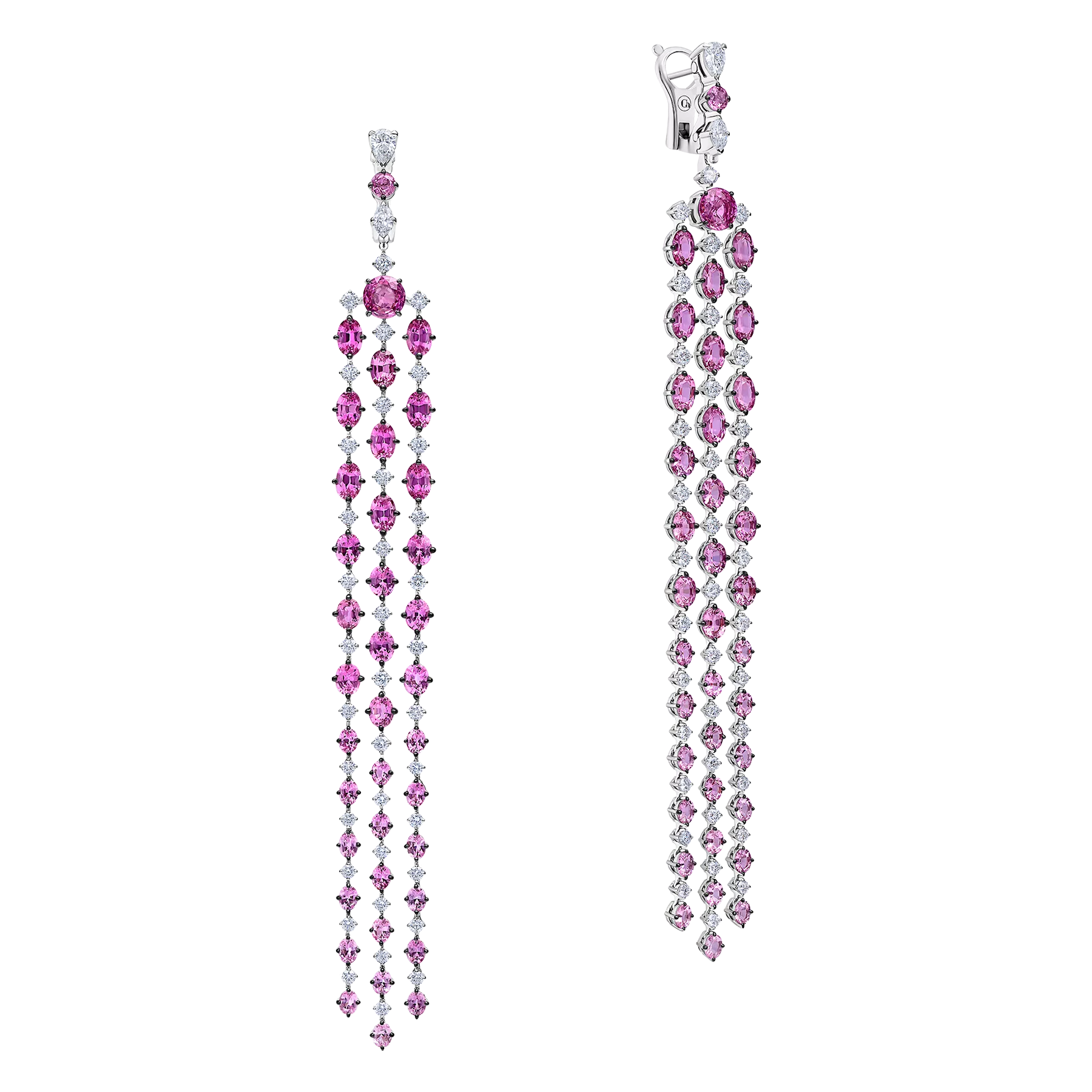 Серьги с сапфирами и бриллиантами, белое золото