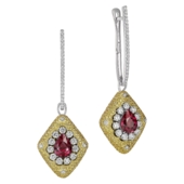 Серьги с рубинами и бриллиантами, жёлтое и белое золото