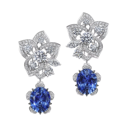 Серьги с сапфирами и бриллиантами, белое золото 1