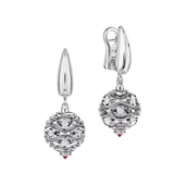 Серьги с рубинами и бриллиантами, белое золото