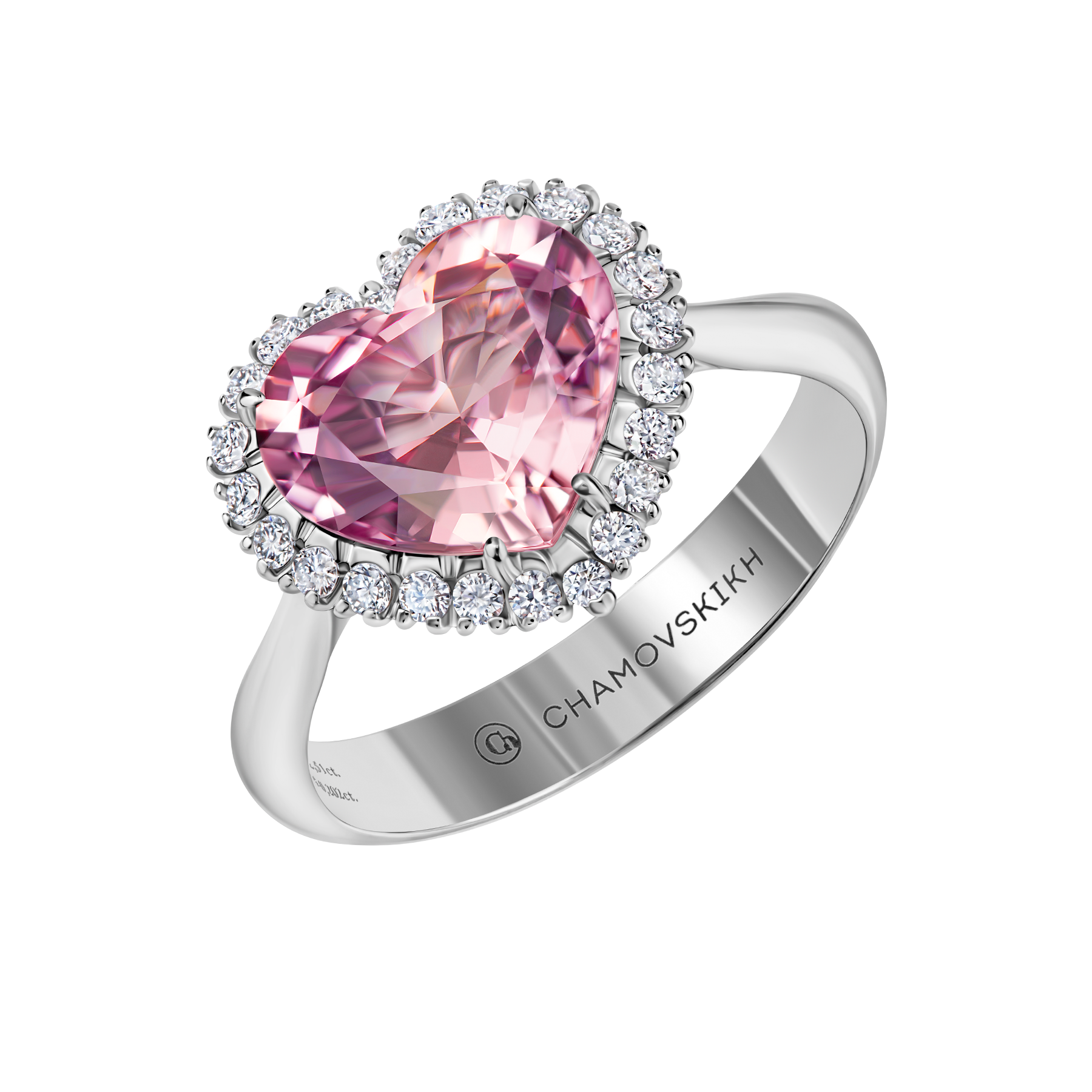 Кольцо со шпинелью и бриллиантами, белое золото